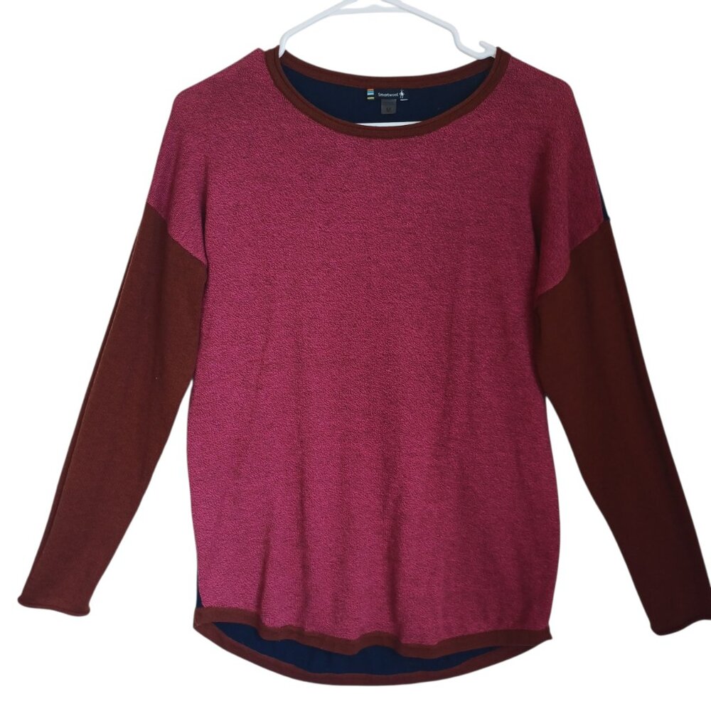 Smartwool Sweater Shadow Pine Colorblock Wool Cre… - image 6